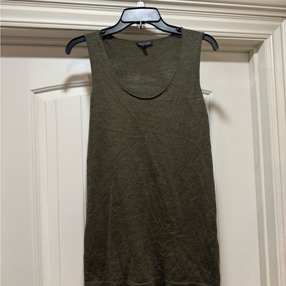 Eileen Fisher Forest Green Tank Top Merino Wool Medium